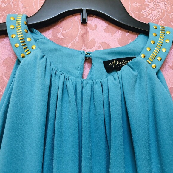 Thalia Sodi Women's Dress Blue Sleeveless Healt-neck Size M Excellent Condition$ - Picture 8 of 8